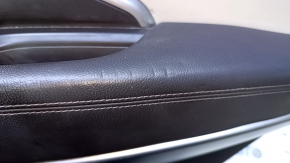 Door trim card rear right Hyundai Santa FE Sport 13-18 black with beige insert leather, armrest black leather, molding gray structure, no badge, bump, scratches, abrasions, dent