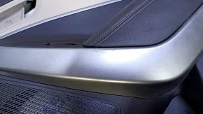 Door trim card rear right Hyundai Santa FE Sport 13-18 black with beige insert leather, armrest black leather, molding gray structure, no badge, bump, scratches, abrasions, dent