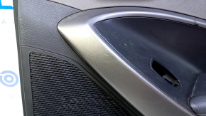 Door trim card rear right Hyundai Santa FE Sport 13-18 black with dark gray insert leather, armrest black leather, molding gray structure, scratches, abrasions, dent