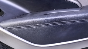 Door trim card rear right Hyundai Santa FE Sport 13-18 black with dark gray insert leather, armrest black leather, molding gray structure, scratches, abrasions, dent