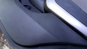 Door trim card rear right Hyundai Santa FE Sport 13-18 black with dark gray insert leather, armrest black leather, molding gray structure, scratches, abrasions, dent