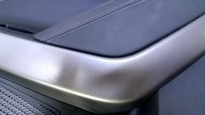 Door trim card rear right Hyundai Santa FE Sport 13-18 black with dark gray insert leather, armrest black leather, molding gray structure, scratches, abrasions, dent