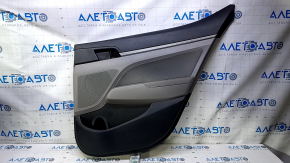 Door trim card rear right Hyundai Elantra AD 19-20 gray, gray rubber armrest, gray cloth insert, gray molding, dents, scuffs, broken fastener, scratches, abrasions, needs cleaning