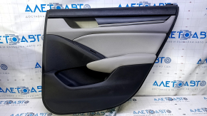 Door trim card rear right Honda Accord 18-22 black with gray insert leather, armrest gray leather, molding black structure, scratches, abrasions