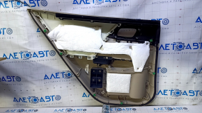 Door trim card rear right Honda Accord 13-17 beige with beige insert leather, armrest beige leather, scuffs, scratches