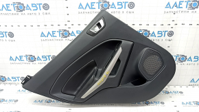 Door trim card rear left Ford Ecosport 18-22 black with black insert plastic, armrest black leather, molding gray gloss, scratches