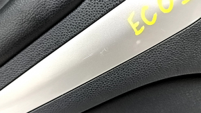 Door trim card rear left Ford Ecosport 18-22 black with black insert plastic, armrest black leather, molding gray gloss, scratches