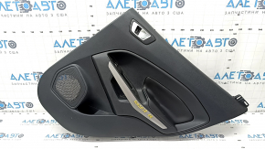Door trim card rear right Ford Ecosport 18-22 black with black plastic insert, armrest black leather, molding gray gloss, leather peeled off, plug missing