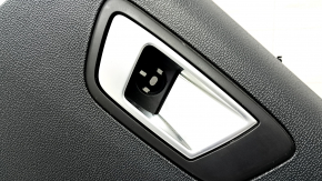 Door trim card rear right Ford Ecosport 18-22 black with black plastic insert, armrest black leather, molding gray gloss, leather peeled off, plug missing
