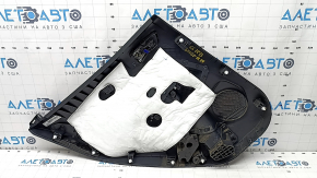 Door trim card rear right Ford Ecosport 18-22 black with black plastic insert, armrest black leather, molding gray gloss, leather peeled off, plug missing
