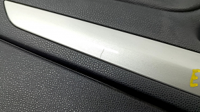 Door trim card front left Ford Ecosport 18-22 black with black insert plastic, armrest black leather, molding gray gloss, scratches