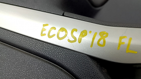 Door trim card front left Ford Ecosport 18-22 black with black insert plastic, armrest black leather, molding gray gloss, scratches