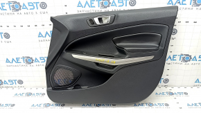 Door trim card front right Ford Ecosport 18-22 black with black insert plastic, armrest black leather, molding gray gloss, scratch