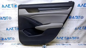 Door trim card rear right Honda Accord 18-22 black with gray insert leather, armrest gray leather, molding black structure, scratches, abrasions