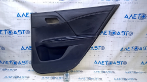Door trim card rear right Honda Accord 13-17 black with black insert leather, armrest black leather, scuffs, scratches, whitened plastic