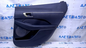 Door trim card rear right Hyundai Sonata 20 - black with black plastic insert, black leather armrest, chrome molding, scuffs, scratches