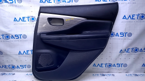 Door trim card rear right Nissan Murano z52 15-18 black with black insert leather, armrest black leather, molding gray gloss wood, dents, scuffs, abrasions, scratches