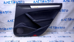 Door trim card rear right VW Passat b7 12-15 USA black with black insert plastic, armrest black leather, molding gray structure, dents, bumps, scratches, abrasions