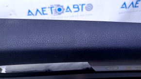 Door trim card rear right VW Passat b7 12-15 USA black with black insert plastic, armrest black leather, molding gray structure, dents, bumps, scratches, abrasions