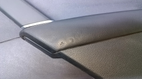Door trim card rear right VW Passat b7 12-15 USA black with black insert plastic, armrest black leather, molding gray structure, dents, bumps, scratches, abrasions