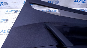 Door trim card rear right VW Passat b7 12-15 USA black with black insert leather, armrest black leather, molding gray gloss, scratches, abrasions, dents, bumps
