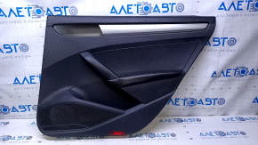 Door trim card rear right VW Passat b7 12-15 USA black with black insert plastic, armrest black leather, molding gray structure, dents, bumps, scuffs, abrasions, broken fasteners