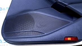 Door trim card rear right VW Passat b7 12-15 USA black with black insert plastic, armrest black leather, molding gray structure, dents, bumps, scuffs, abrasions, broken fasteners