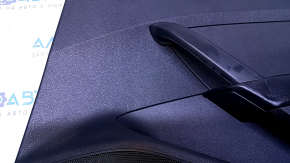 Door trim card rear right VW Passat b7 12-15 USA black with black insert plastic, armrest black leather, molding gray structure, dents, bumps, scuffs, abrasions, broken fasteners