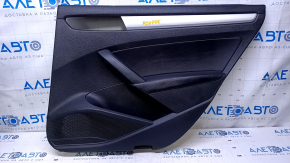Door trim card rear right VW Passat b7 12-15 USA black with black insert leather, armrest black leather, molding gray gloss, without backlight, scratches, abrasions, dents, broken fasteners
