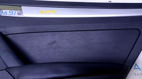 Door trim card rear right VW Passat b7 12-15 USA black with black insert leather, armrest black leather, molding gray gloss, without backlight, scratches, abrasions, dents, broken fasteners
