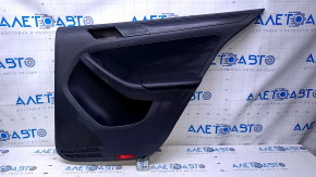 Door trim card rear right VW Jetta 11-18 USA black with black insert plastic, armrest black leather, molding black mat type 1, scratches, abrasions