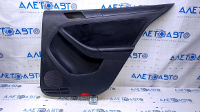 Door trim card rear right VW Jetta 11-18 USA black with black insert plastic, armrest black leather, molding black mat type 1, scratches, abrasions