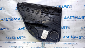 Door trim card rear right VW Jetta 19 - black with black plastic insert, armrest black leather, under the tweeter, scratches, abrasions, dent