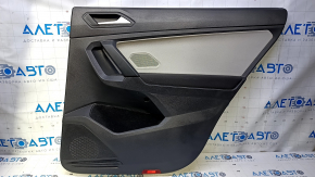 Door trim card rear right VW Tiguan 18- black with gray insert cloth, armrest black cloth, under the tweeter, scuffs, scratches