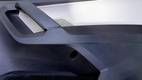 Door trim card rear right VW Tiguan 18- black with gray insert cloth, armrest black cloth, under the tweeter, scuffs, scratches