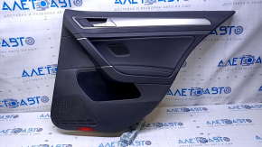 Door trim card rear right VW Golf 15- 5d black with black insert leather, armrest black leather, with squeaker, molding gray structure, scuffs, scratches
