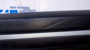 Door trim card rear right VW Passat b8 16-19 USA black with black insert leather, armrest black leather, molding gray gloss, dents, scuffs, abrasions, scratches