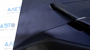 Door trim card rear right VW Passat b8 16-19 USA black with black insert leather, armrest black leather, molding gray gloss, dents, abrasions, scratches