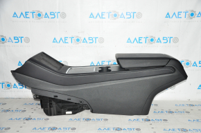 Tesla Model Y 20 center console armrest and cup holders - black leather, type 1, no wiring, minor tear, scratch