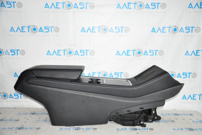 Tesla Model Y 20 center console armrest and cup holders - black leather, type 1, no wiring, minor tear, scratch