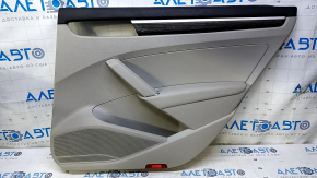 Door trim card rear right VW Passat b8 16-19 USA gray with gray insert leather, armrest gray leather, molding light wood gloss, scuffs