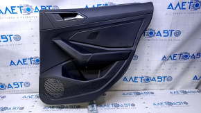 Door trim card rear right VW Jetta 19 - black with black plastic insert, armrest black leather, under the tweeter, scratches, abrasions, dent