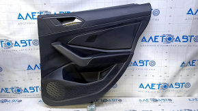 Door trim card rear right VW Jetta 19 - black with black plastic insert, armrest black leather, under the tweeter, scratches, abrasions, dent
