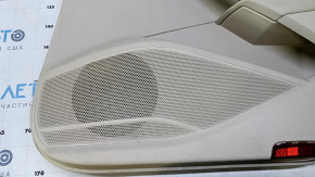 Door trim card rear right VW Passat b8 16-19 USA beige with beige insert leather, armrest beige leather, molding light wood structure, scratches, scuff, dent, broken fastening, for cleaning