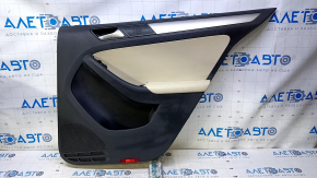 Door trim card rear right VW Jetta 11-18 USA black with beige insert leather, armrest beige leather, molding gray gloss type 1, scuffs, scratches, scuffs