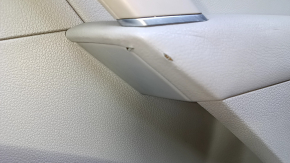 Door trim card rear right VW Passat b8 16-19 USA gray with gray insert leather, armrest gray leather, molding light wood gloss, tear, dent, scuff, abrasions