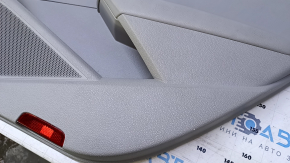 Door trim card rear right VW Passat b8 16-19 USA gray with gray insert leather, armrest gray leather, molding light wood gloss, tear, dent, scuff, abrasions