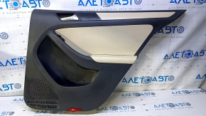 Door trim card rear right VW Jetta 11-18 USA black with beige insert leather, armrest beige leather, molding beige structure, type 1, scuffs, scratches, burrs, for dry cleaning