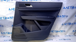 Door trim card rear right VW Atlas 18 - black with black insert leather, armrest black leather, with curtain and squeaker, scratches, abrasions, bump