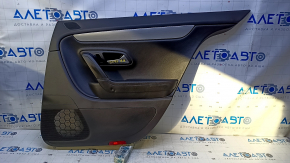 Door trim card rear right VW CC 08-17 black with black insert leather, armrest black leather, gray molding structure, with squeaker, dent, scratches, abrasions, broken fastener